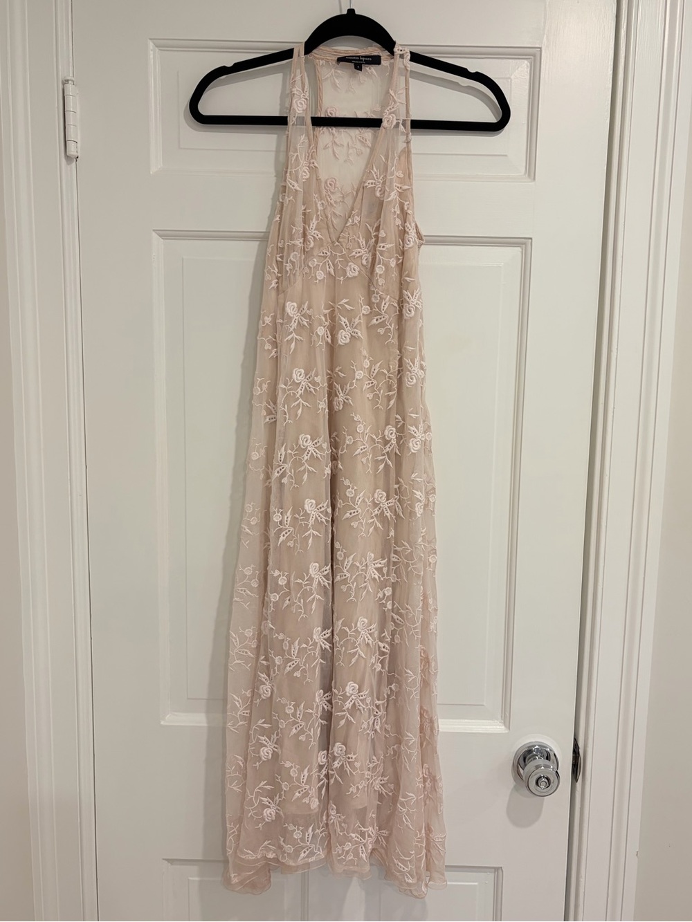 Nanette Lapore Women’s Blush Pink Midi Flowy Dress Lace Floral Overlay Size 2